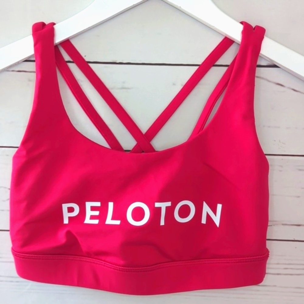 Lululemon x Peloton Invigorate Hot Pink Criss Cross Women's Sports Bra Size 4